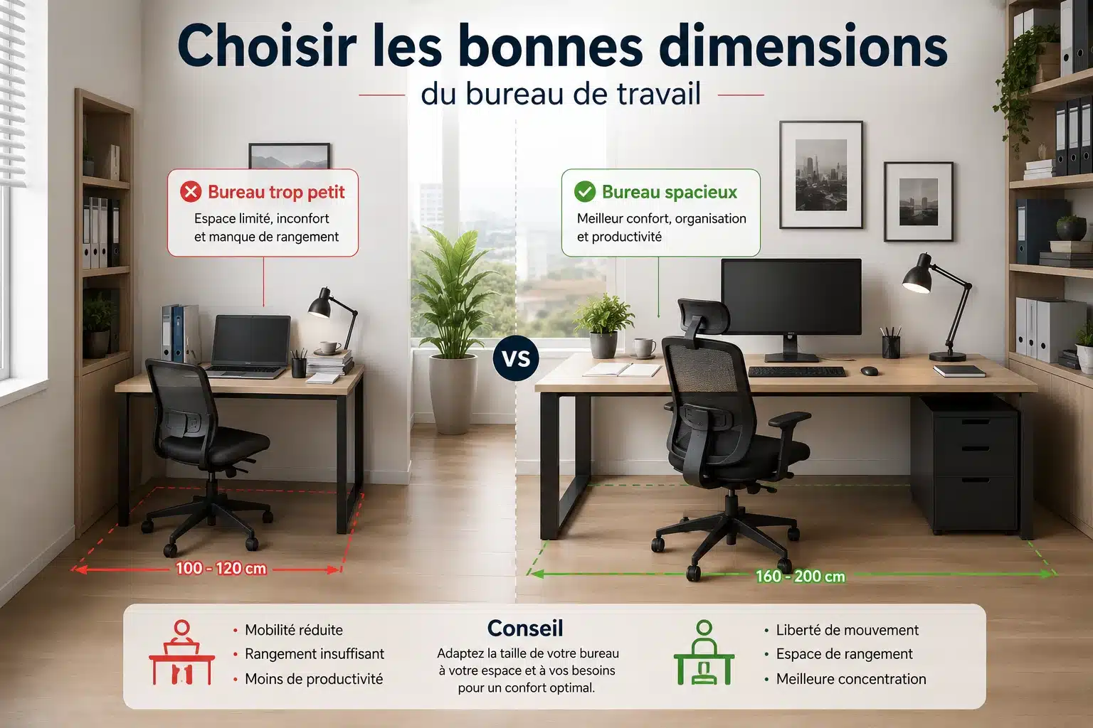 Comment choisir les dimensions d'un bureau de travail selon l'espace disponible