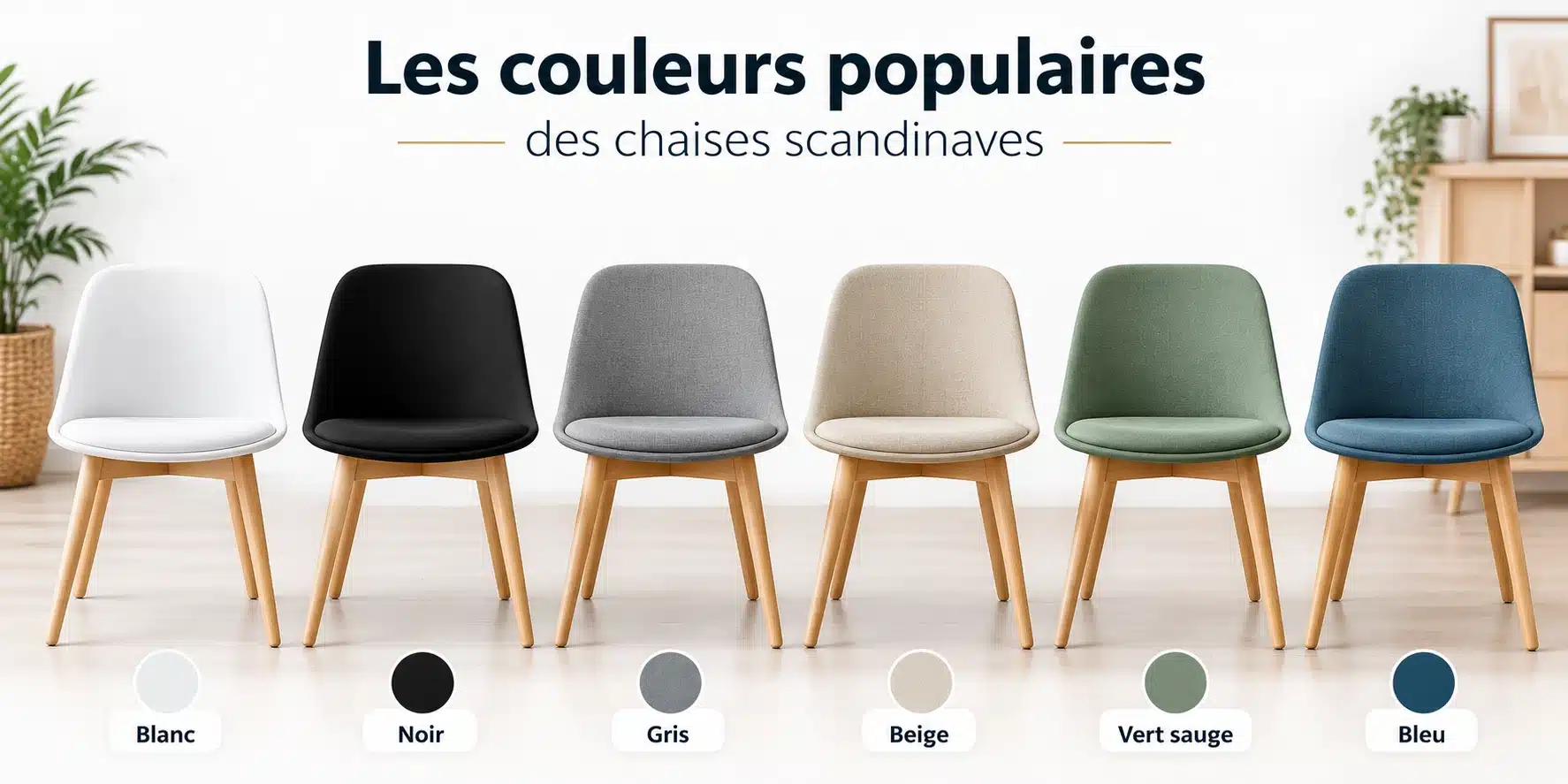 Couleurs populaires pour une chaise scandinave : bois naturel, noir et blanc