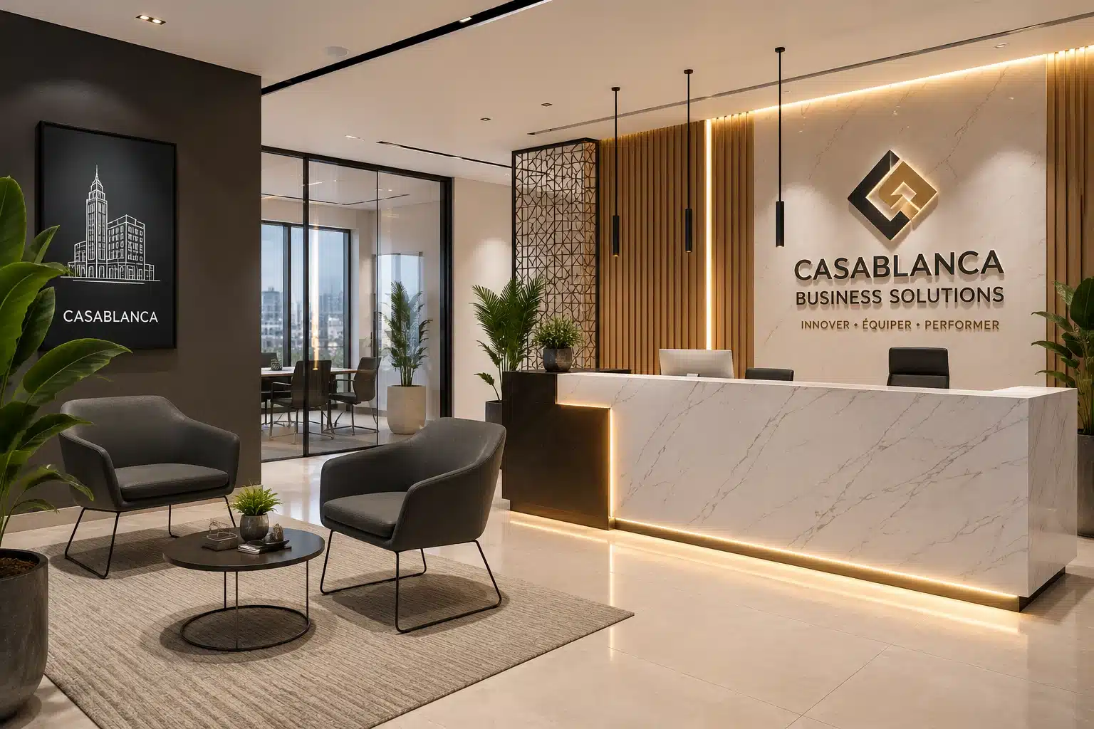 Design soigné d'un bureau professionnel à Casablanca