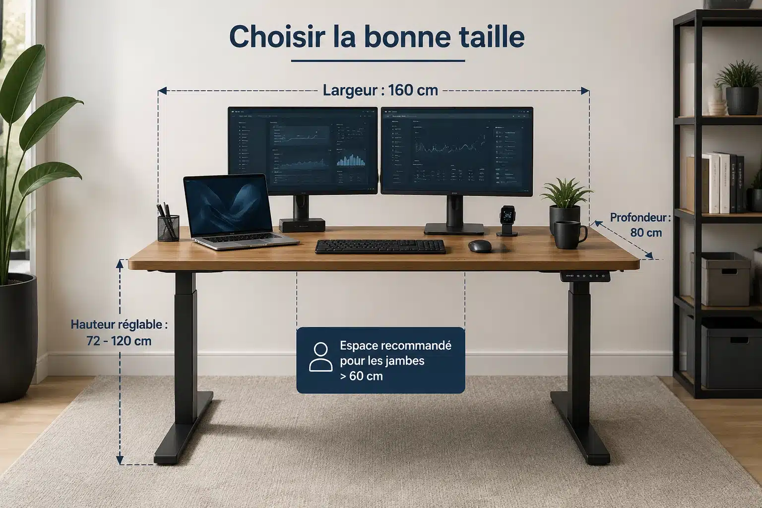 Dimensions à considérer pour un bureau réglable en hauteur