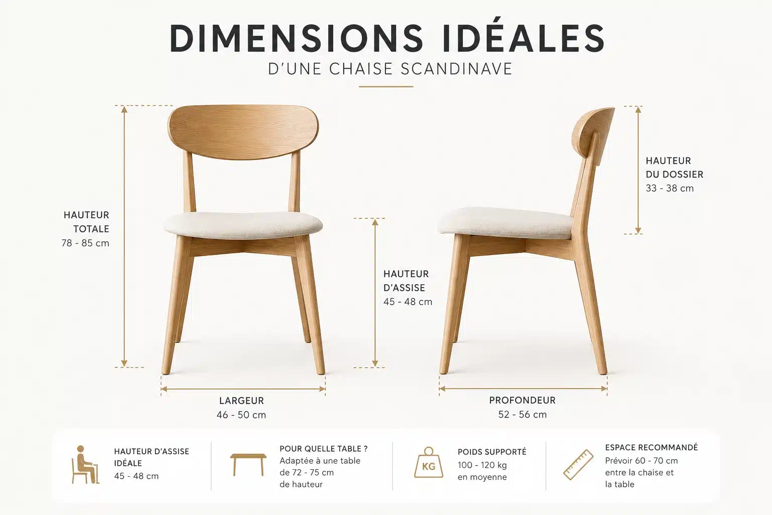 Dimensions idéales d'une chaise scandinave