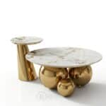 Duo de Tables AURELIS en Céramique et Inox Doré