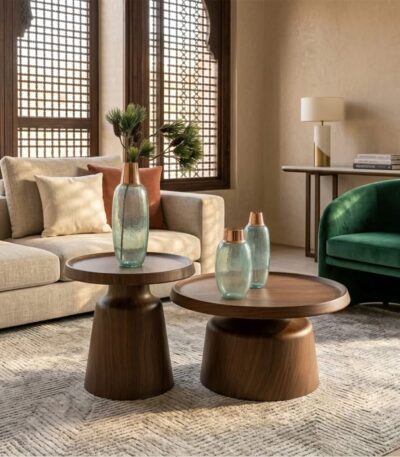 Duo Tables Gigognes Rondes Marron