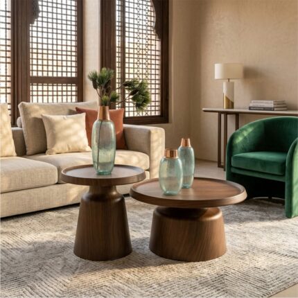 Duo Tables Gigognes Rondes Marron