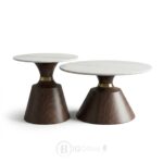 Duo de tables gigognes rondes avec plateau en céramique pour salon et espace d’accueil
