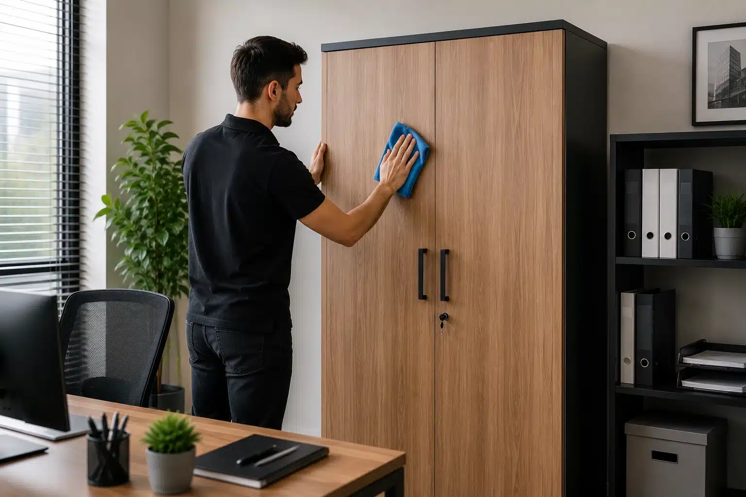 Entretien régulier d'une armoire de bureau métallique