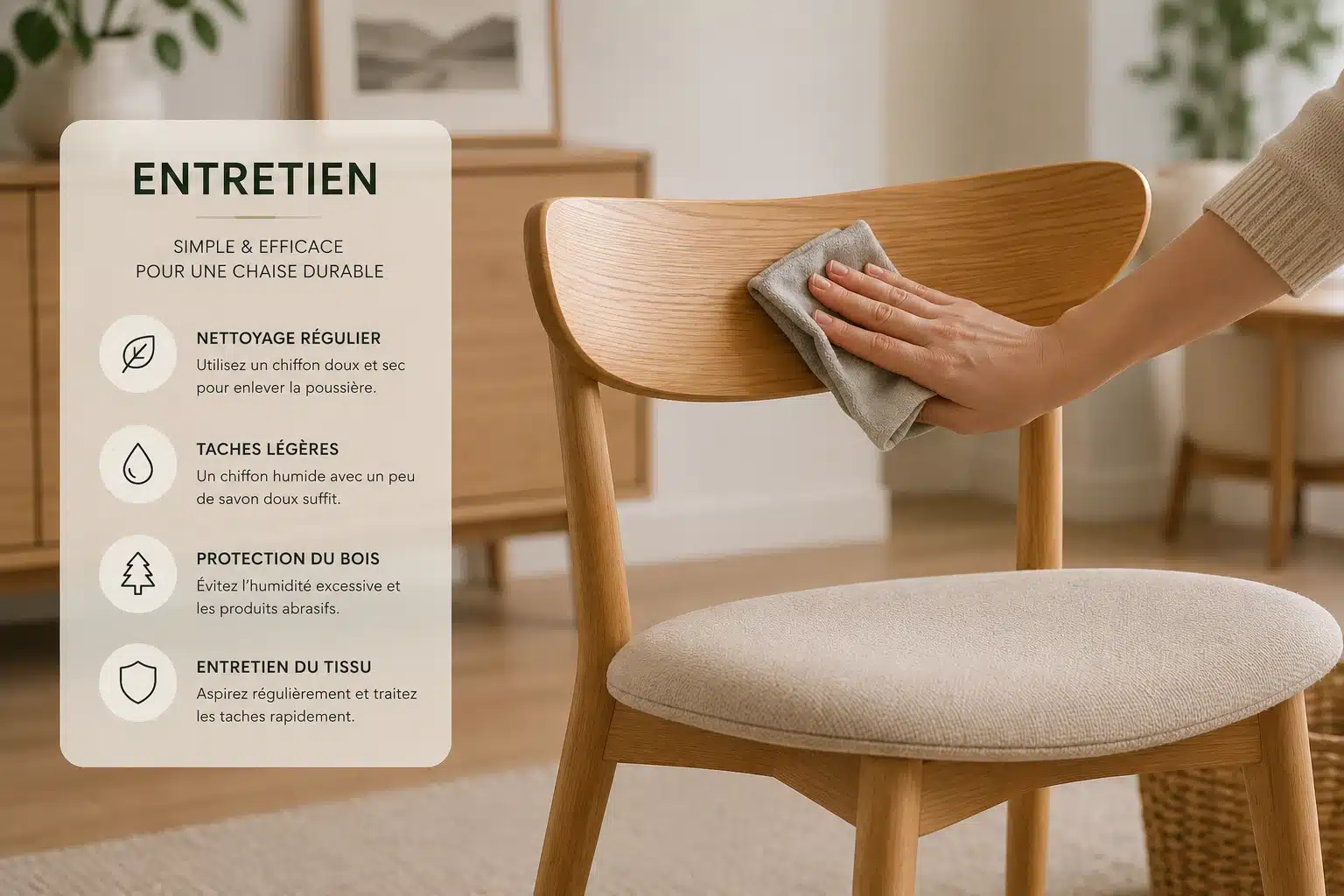 Entretien d'une chaise scandinave en bois
