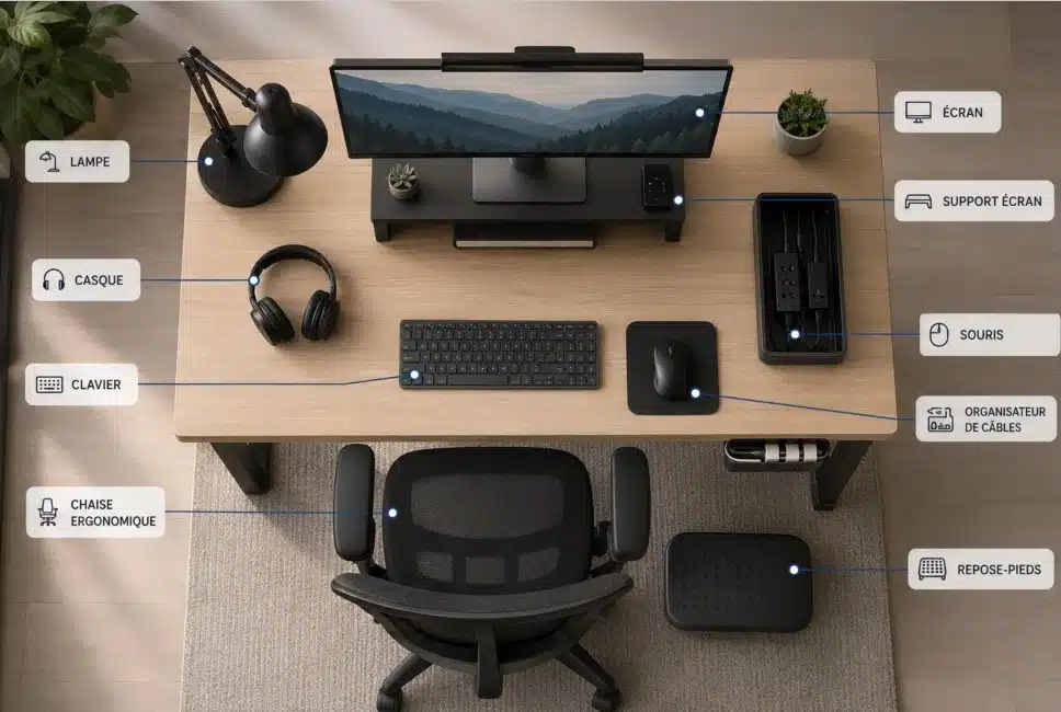 Liste des équipements indispensables pour un bureau à domicile complet