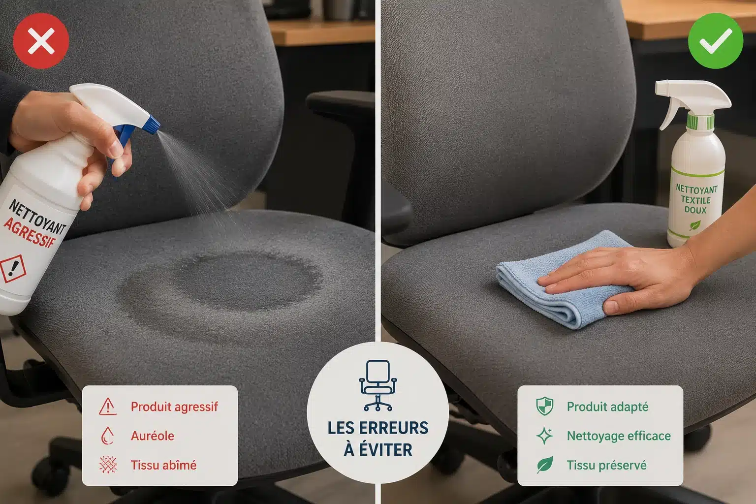 Erreurs à éviter lors du nettoyage des textiles de bureau