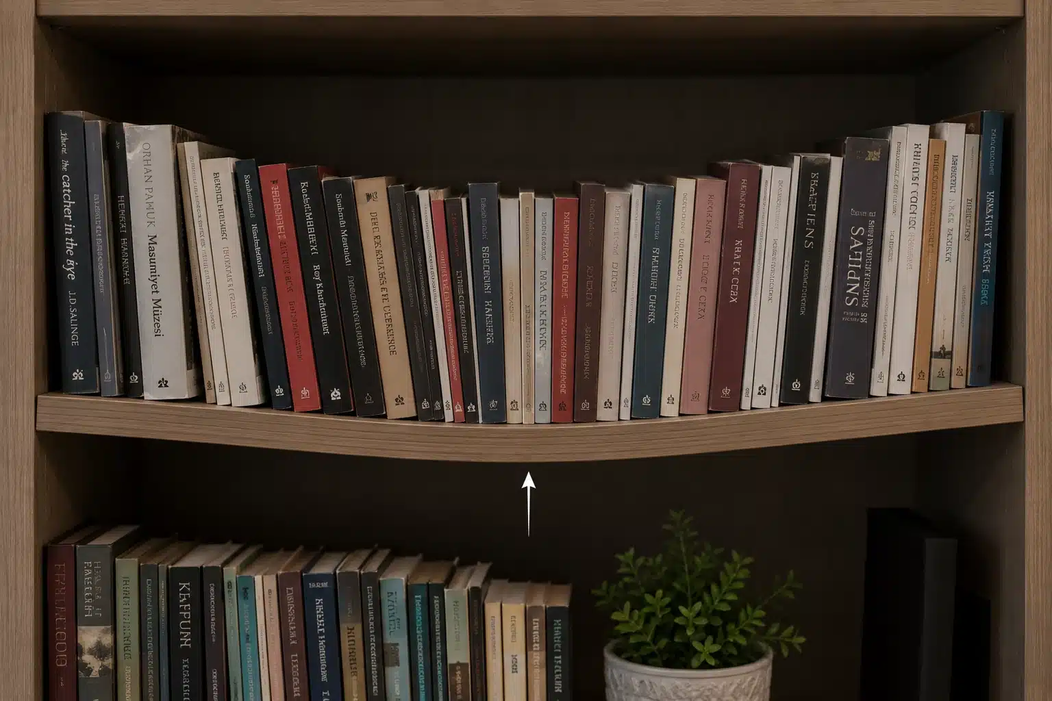 Étagère affaissée sous le poids des livres
