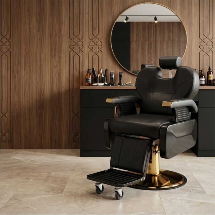 Fauteuil de Barbier REGALIA Noir et Doré
