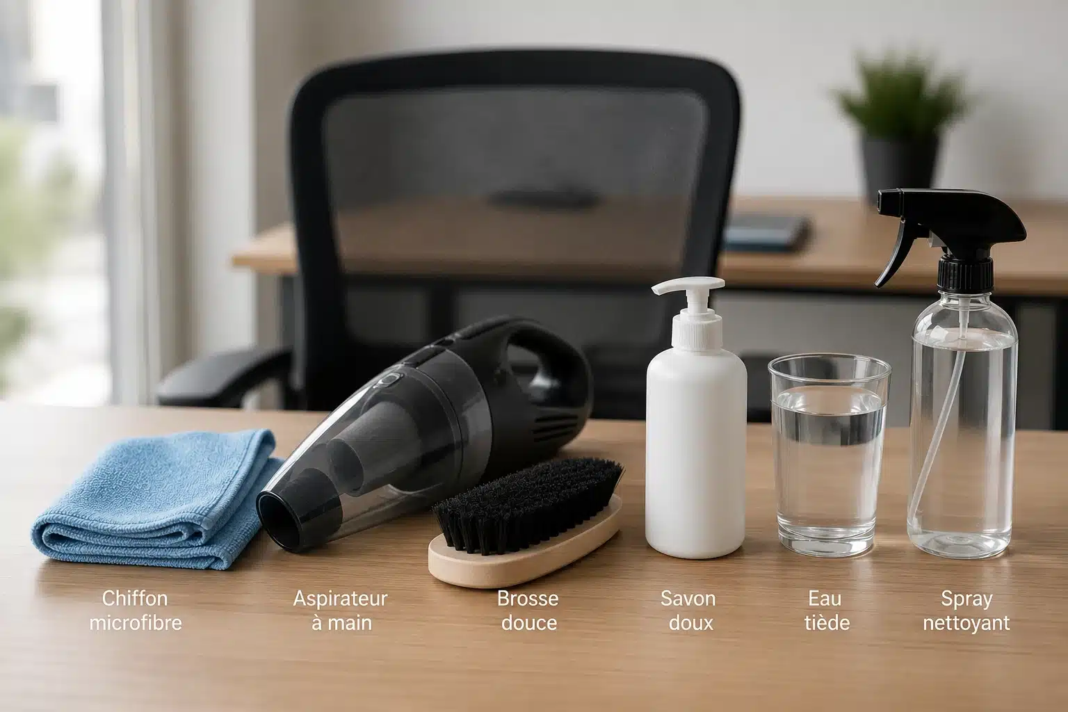 Matériel nécessaire pour nettoyer une chaise de bureau