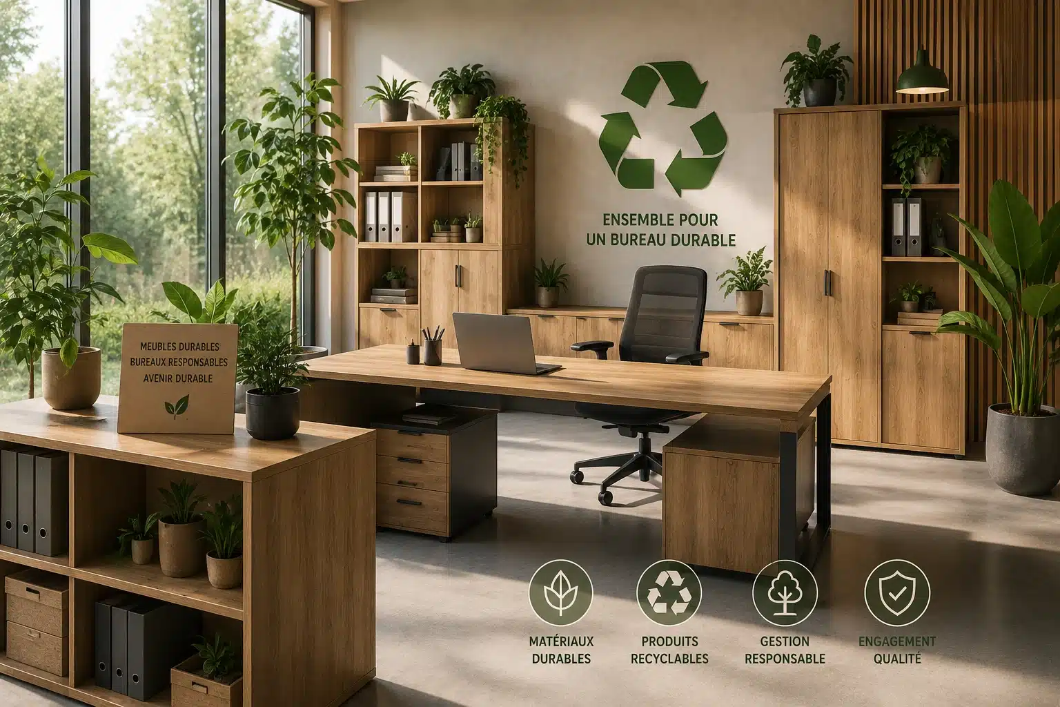 Mobilier de bureau fabriqué à partir de matériaux écoresponsables