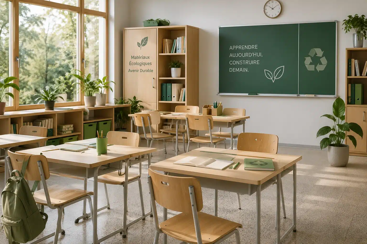 Mobilier scolaire écoresponsable en bois certifié FSC pour un aménagement scolaire durable