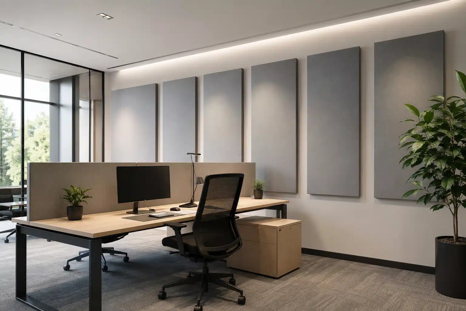 Nettoyage de panneaux acoustiques de bureau en tissu