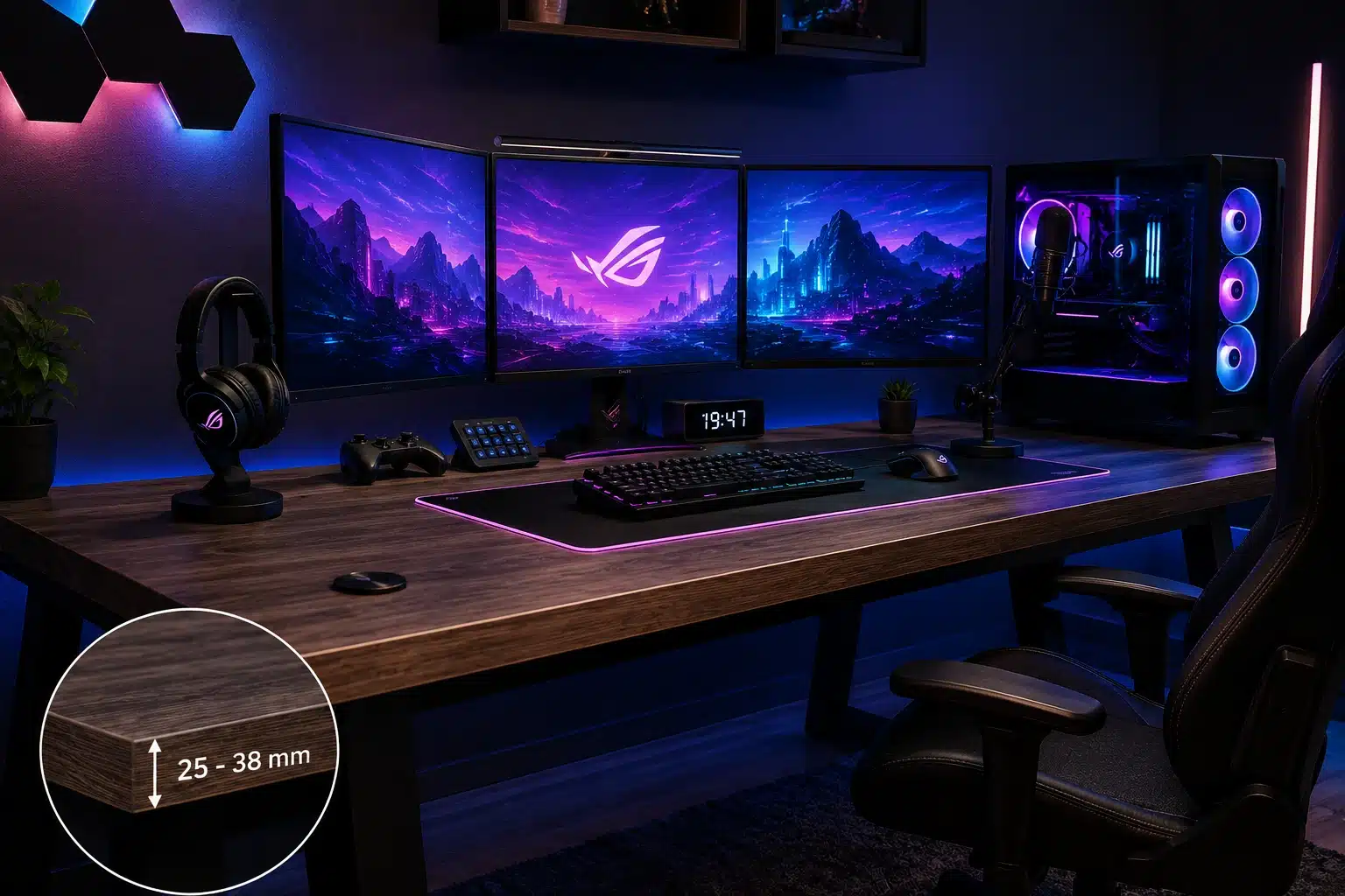 Plateau de bureau gaming épais et résistant