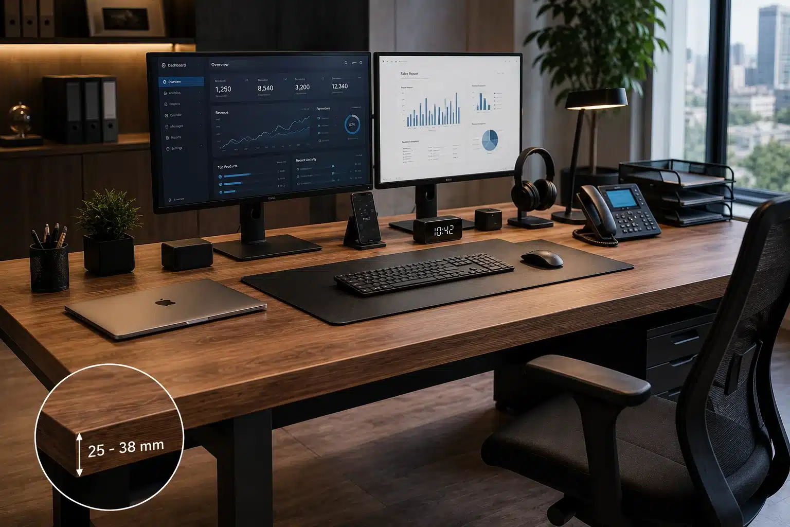 Plateau de bureau professionnel en bois massif