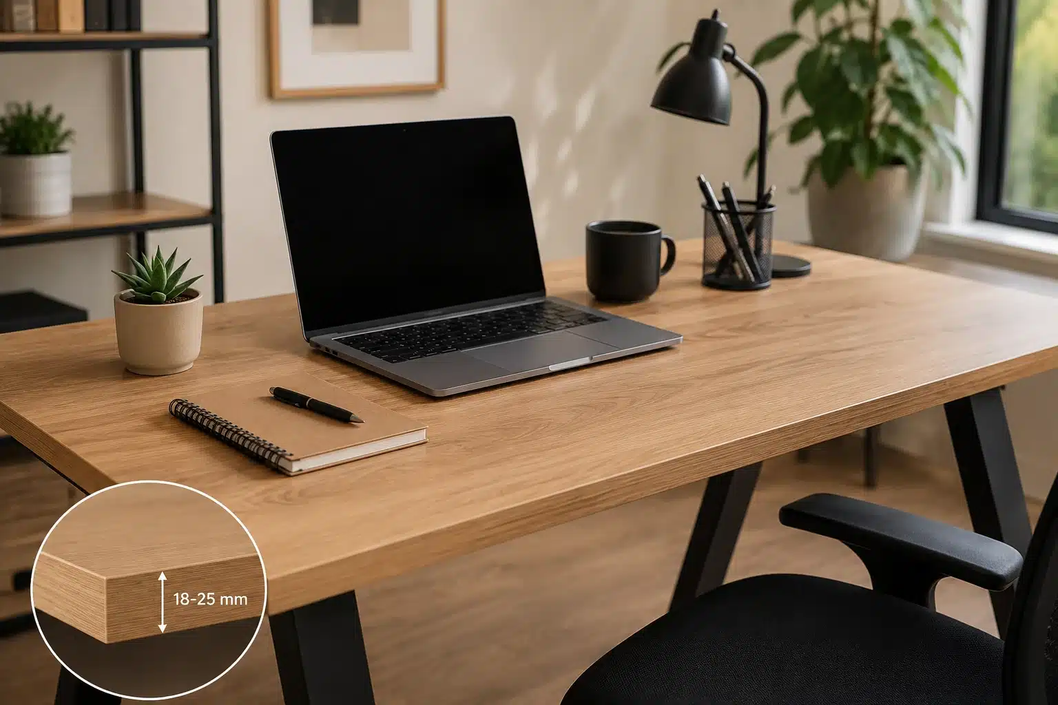 Bureau télétravail avec plateau solide