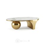 Table Basse AUREON Dorée avec Plateau Céramique