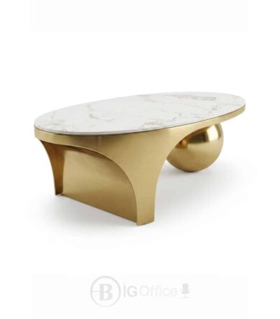 Table basse contemporaine avec plateau en céramique claire