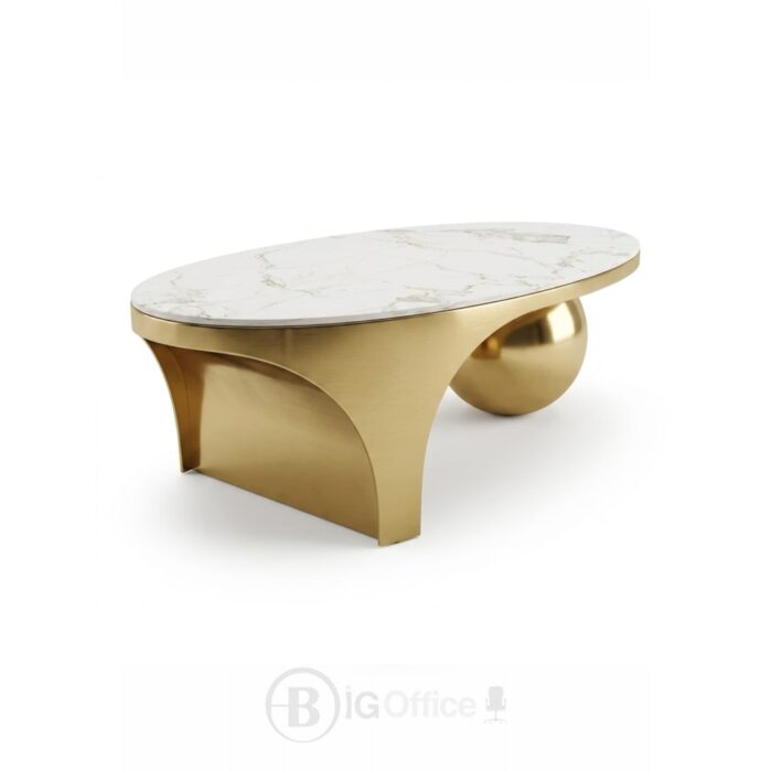 Table basse contemporaine avec plateau en céramique claire