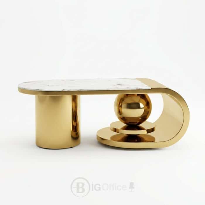 Table Basse AURELIA Dorée en Inox et Céramique