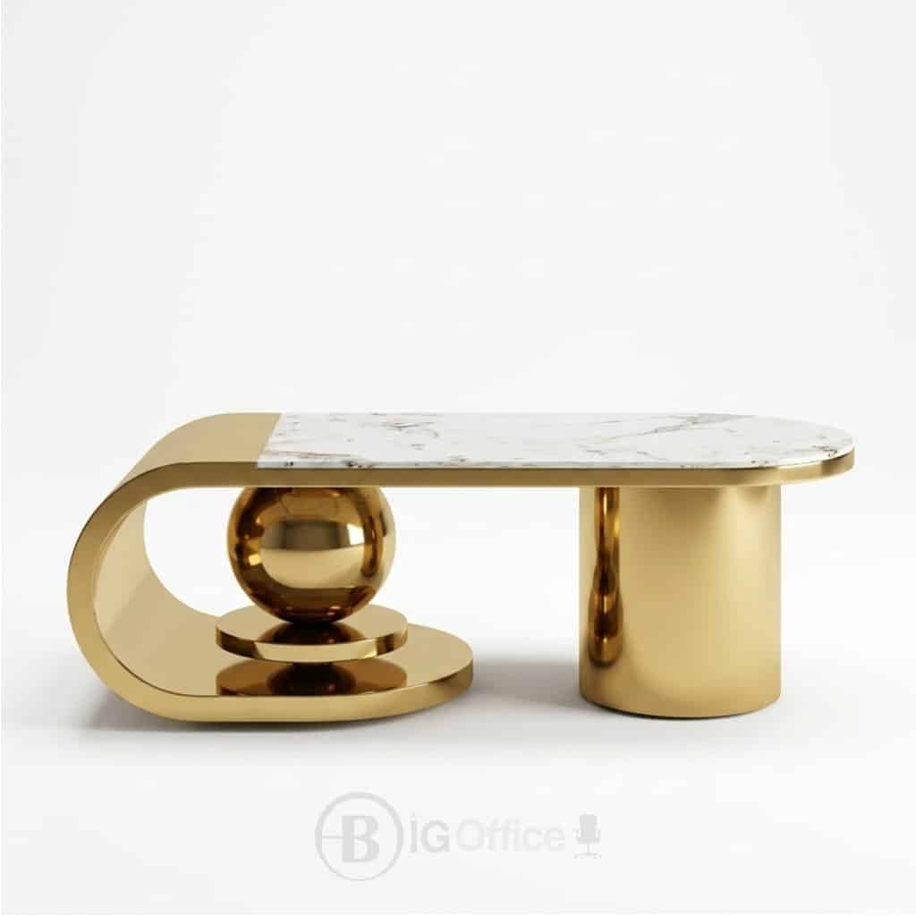table-basse-inox-dore-plateau-ceramique-130-cm-bigoffice-5 Table basse design en acier inoxydable doré avec plateau en céramique 130 cm