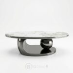 Table Basse Ovale Inox avec Plateau Céramique