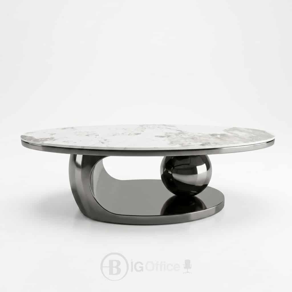 table-basse-ovale-inox-plateau-ceramique-130-cm-bigoffice-2 Table Basse Ovale Inox avec Plateau Céramique