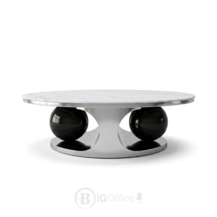 Table Basse Ovale Inox avec Plateau Céramique