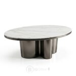 Table Basse Ovale VELORA en Inox et Céramique