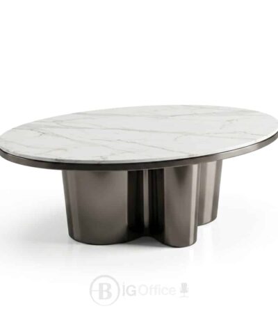 Table Basse Ovale VELORA en Inox et Céramique
