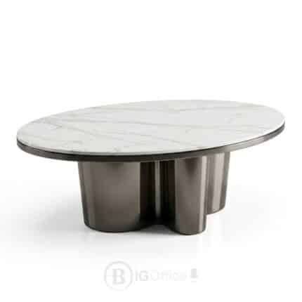 Table Basse Ovale VELORA en Inox et Céramique