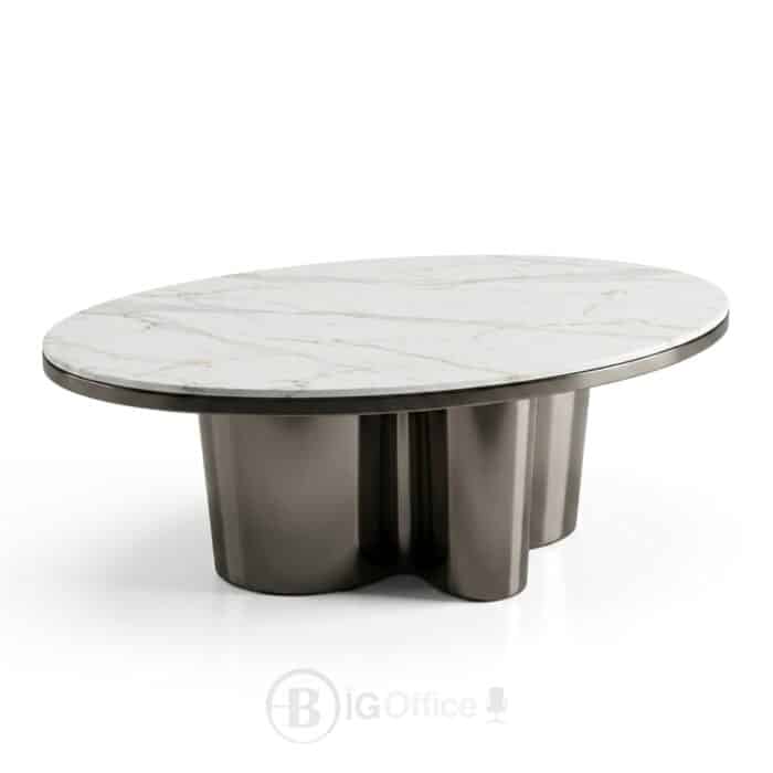 Table Basse Ovale VELORA en Inox et Céramique