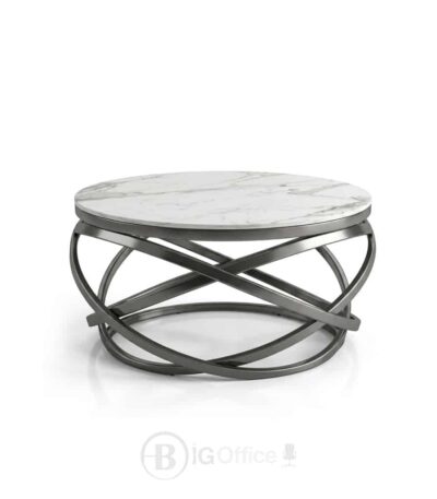 Table Basse ORBITA en Céramique et Inox Gris