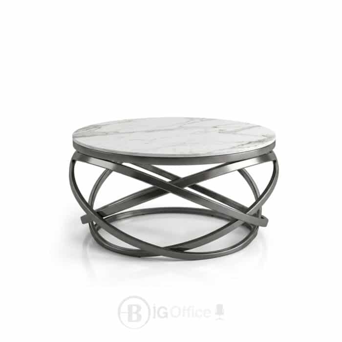 Table Basse ORBITA en Céramique et Inox Gris