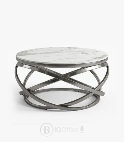 Table Basse ORBITA en Céramique et Inox Gris