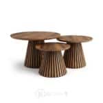 Trio Tables Basses Rondes Effet Bois